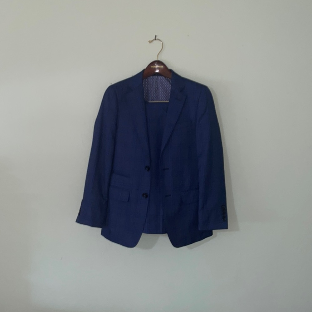 T.O. Kids Navy suit with pattern size 12sk (skinny)